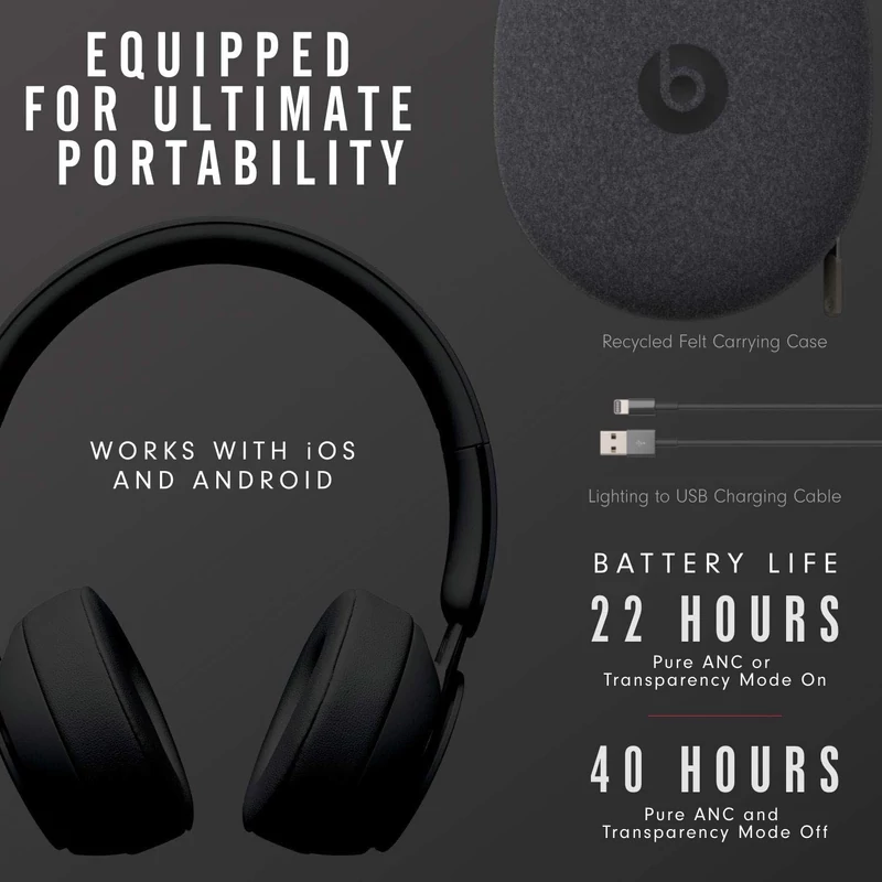 Beats Solo Pro Wireless zajszűrő fejhallgató - Fekete
