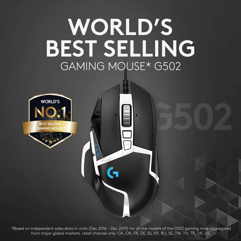 Logitech G502 SE HERO 25K 25600 DPI vezetékes gaming egér - Fekete/Fehér (910-005729)
