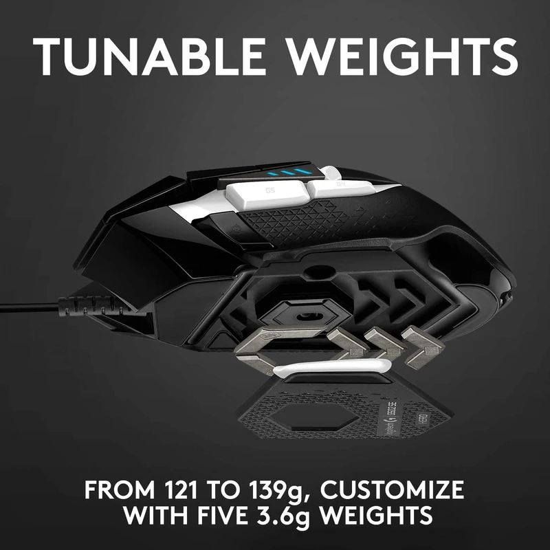 Logitech G502 SE HERO 25K 25600 DPI vezetékes gaming egér - Fekete/Fehér (910-005729)