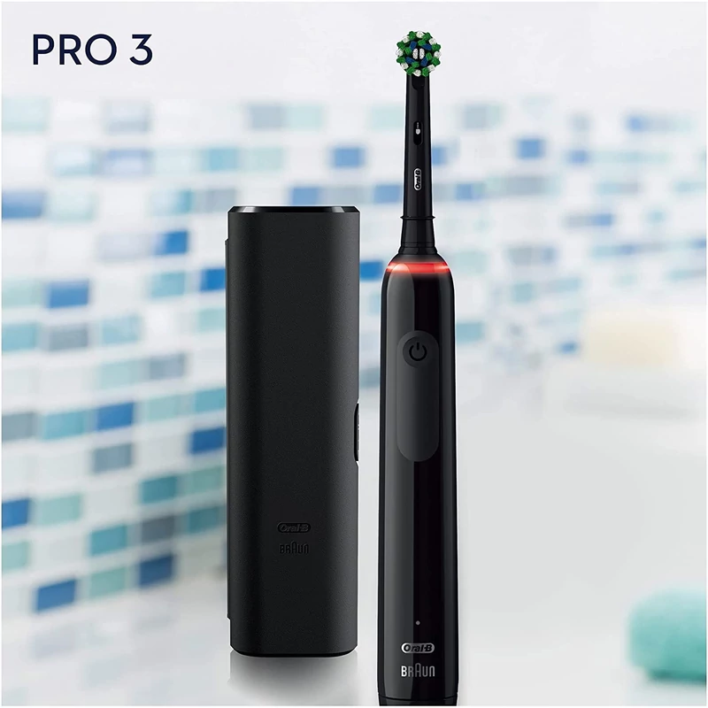 Oral-B PRO 3 3500 Cross Action elektromos fogkefe + Utazótok - Fekete