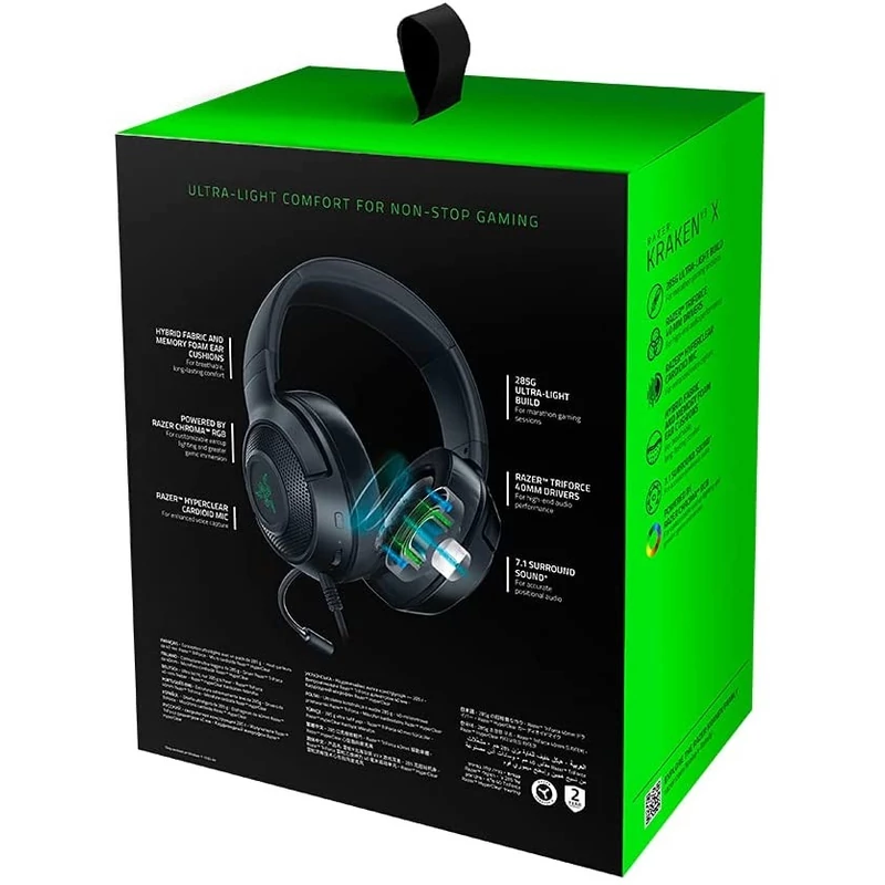 Razer Kraken V3 X headset - Fekete (RZ04-03750100-R3M1)