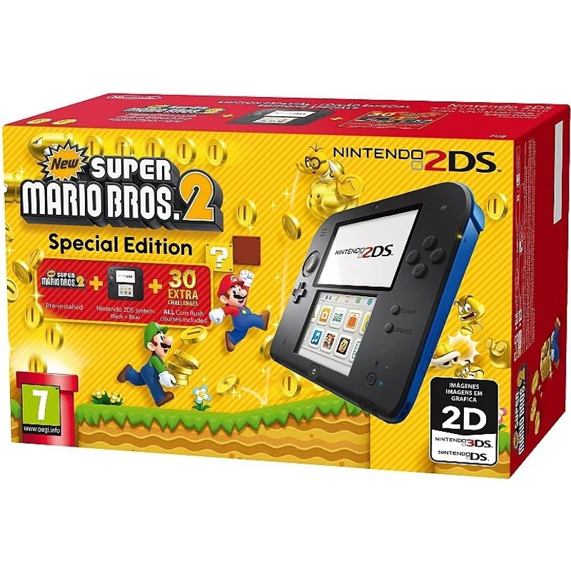 Nintendo 2DS (Black/Blue) + New Super Mario Bros 2