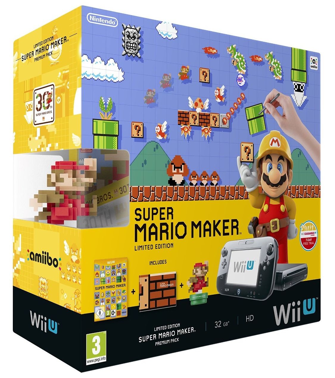 Nintendo Wii U 32GB + Super Mario Maker + Amiibo figura