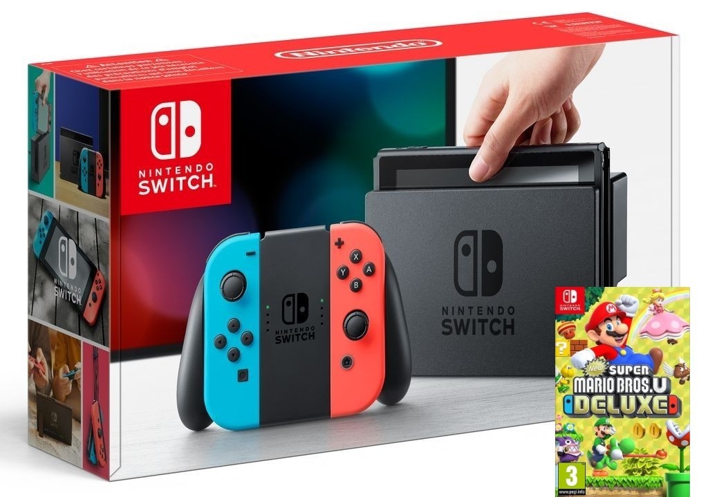 Nintendo Switch (Piros-Kék) + New Super Mario Bros  Deluxe játék
