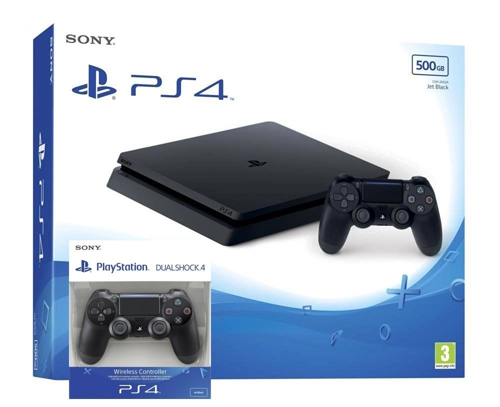 PlayStation 4 (PS4) Slim 500GB + Extra Dualshock 4 kontroller