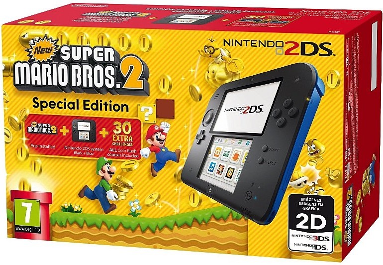 Nintendo 2DS (Black/Blue) + New Super Mario Bros 2