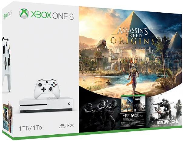 Xbox One S 1TB Slim fehér + Assassin's Creed Origins + Rainbow Six Siege játék